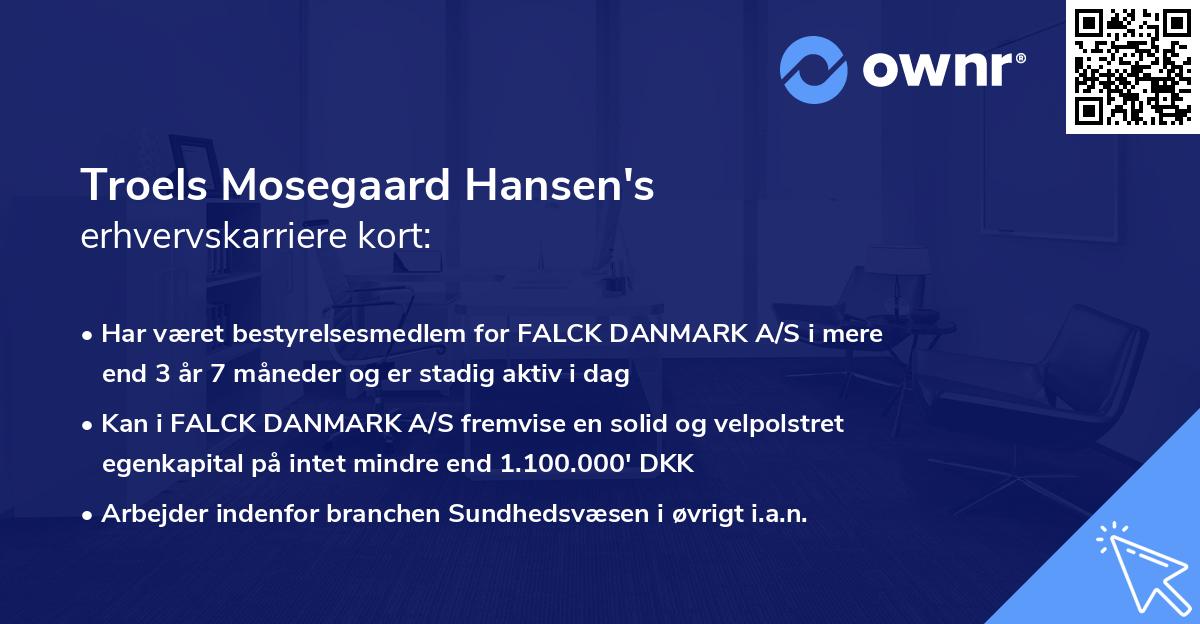 Troels Mosegaard Hansen's erhvervskarriere kort