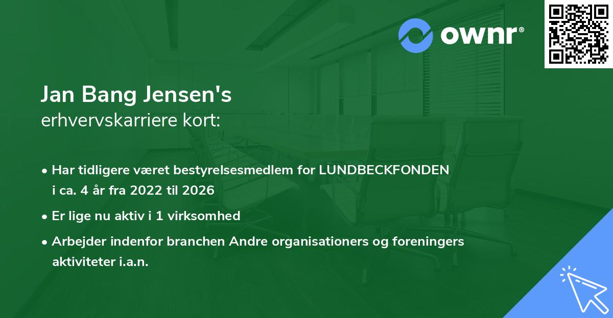 Jan Bang Jensen's erhvervskarriere kort
