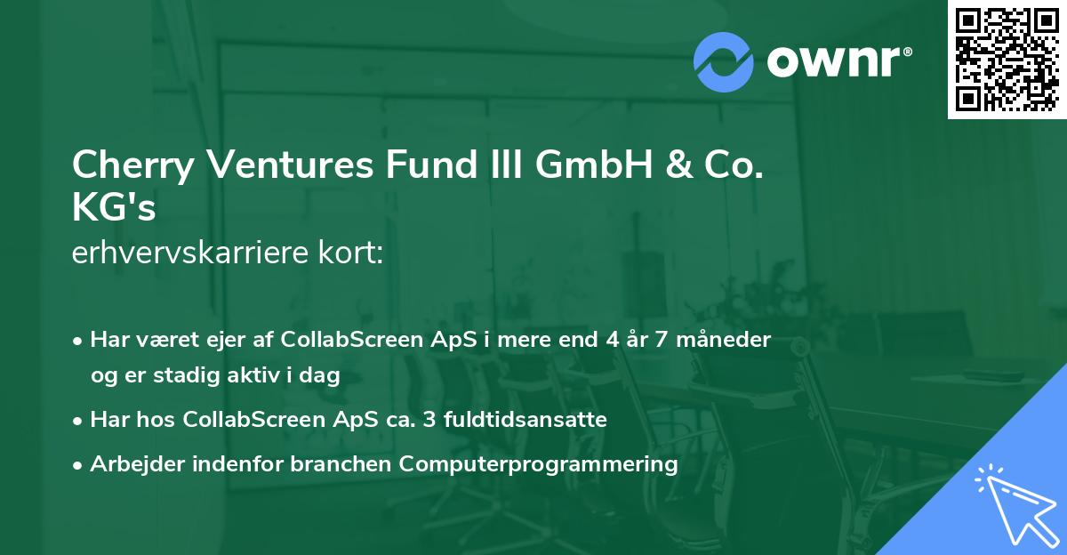 Cherry Ventures Fund III GmbH & Co. KG's erhvervskarriere kort