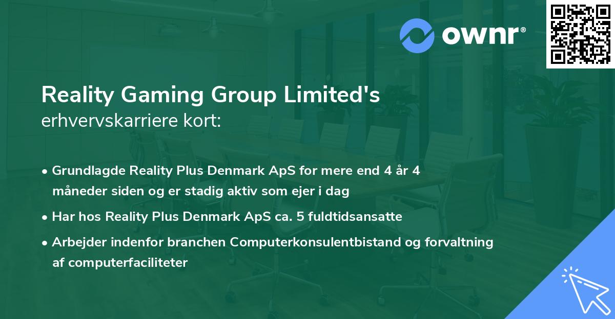 Reality Gaming Group Limited's erhvervskarriere kort
