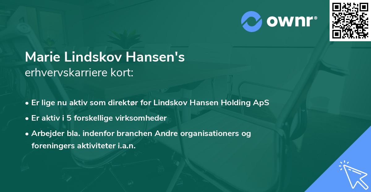 Marie Lindskov Hansen's erhvervskarriere kort