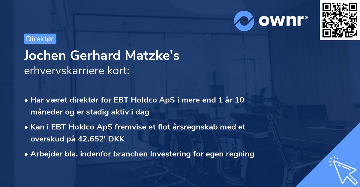 Jochen Gerhard Matzke's erhvervskarriere kort