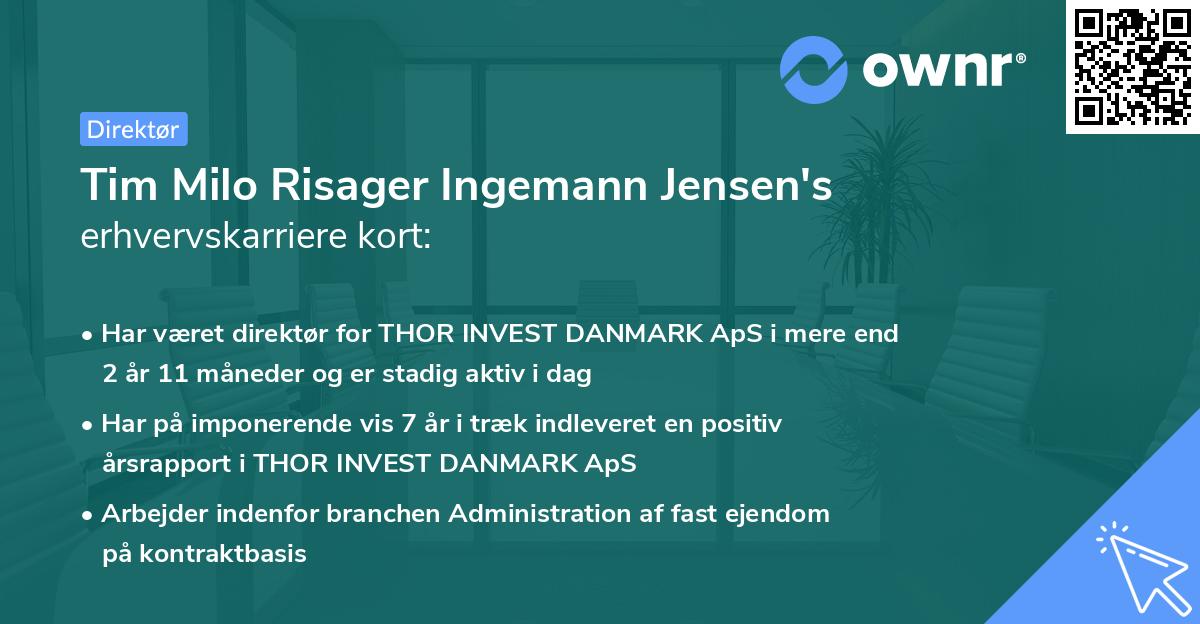 Tim Milo Risager Ingemann Jensen's erhvervskarriere kort