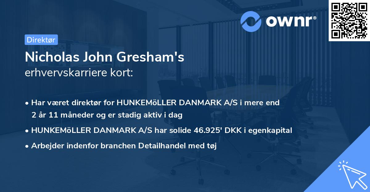 Nicholas John Gresham's erhvervskarriere kort