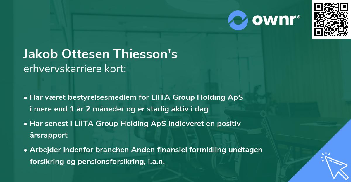 Jakob Ottesen Thiesson's erhvervskarriere kort