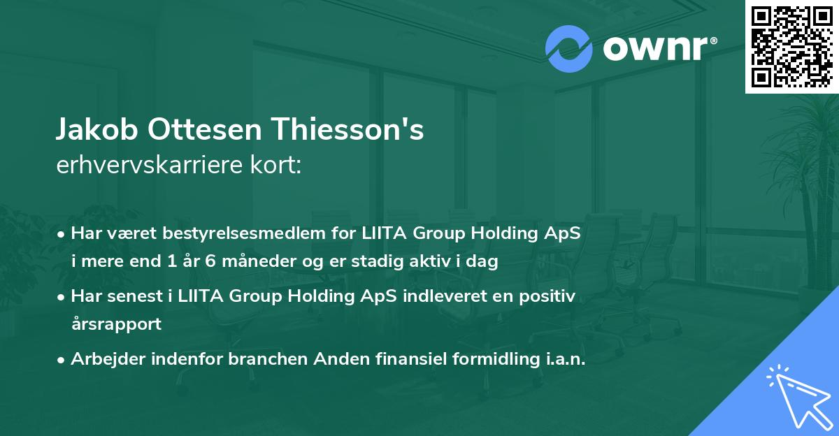 Jakob Ottesen Thiesson's erhvervskarriere kort