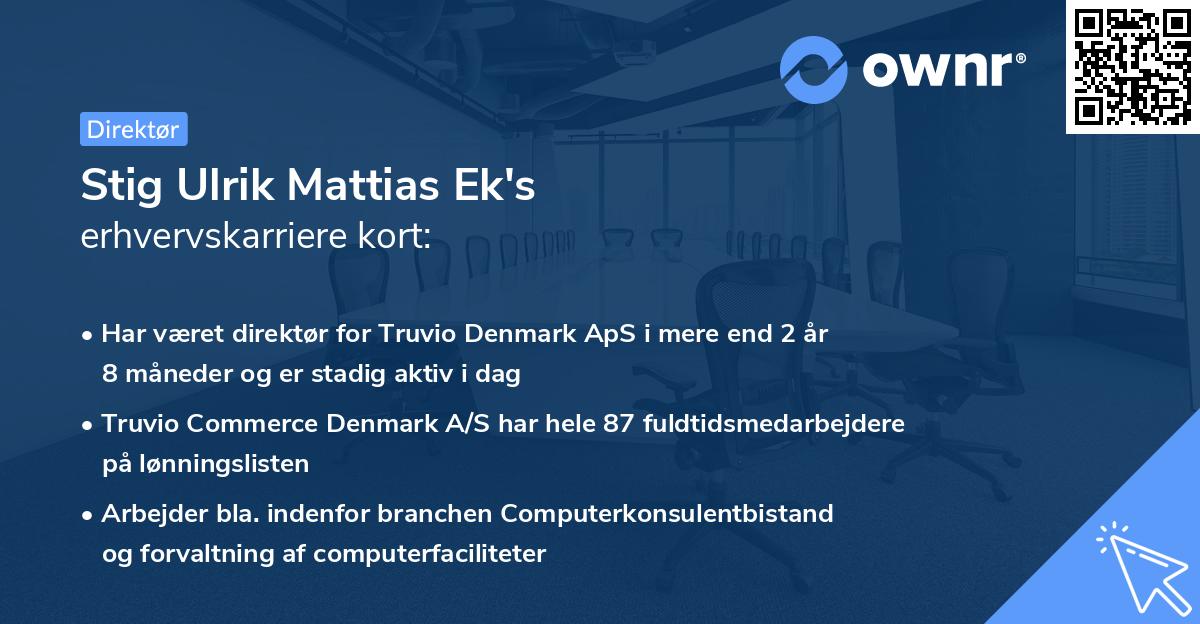 Stig Ulrik Mattias Ek's erhvervskarriere kort