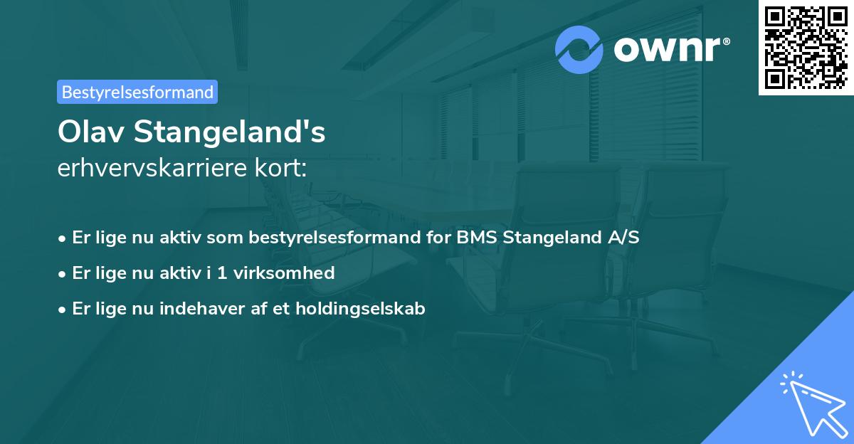 Olav Stangeland's erhvervskarriere kort