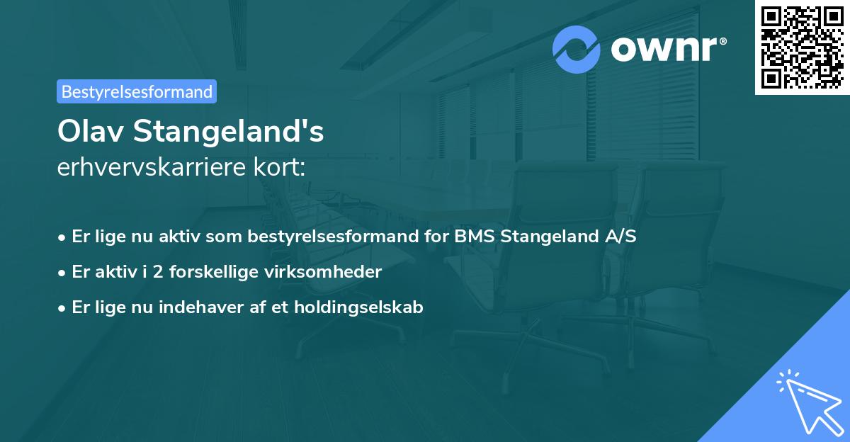 Olav Stangeland's erhvervskarriere kort