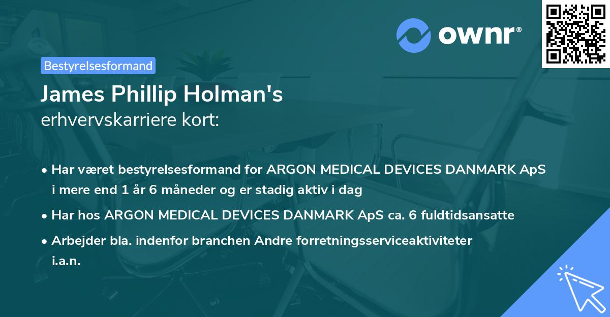 James Phillip Holman's erhvervskarriere kort