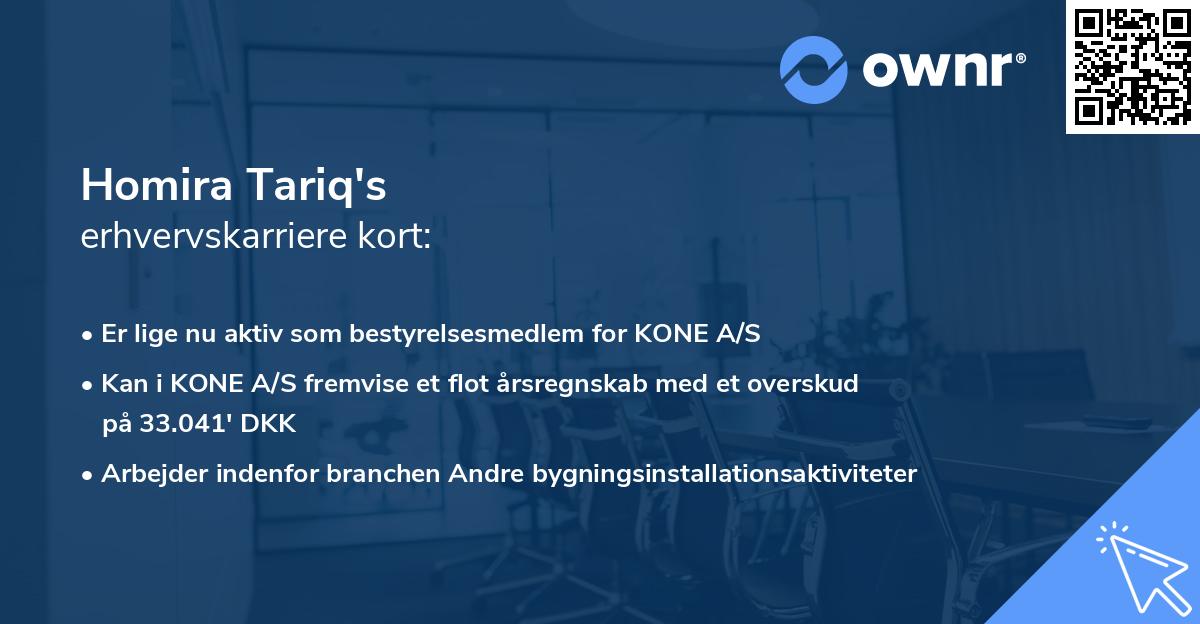 Homira Tariq's erhvervskarriere kort
