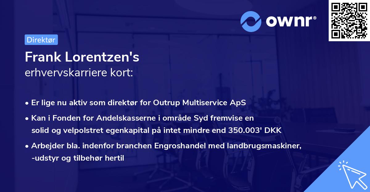Frank Lorentzen's erhvervskarriere kort