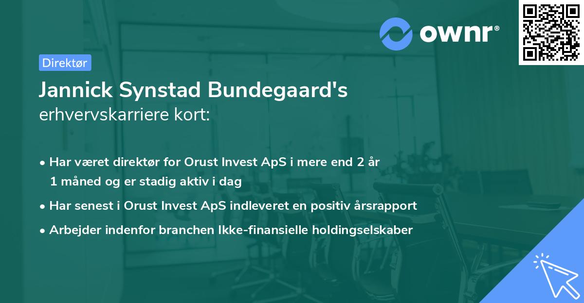 Jannick Synstad Bundegaard's erhvervskarriere kort