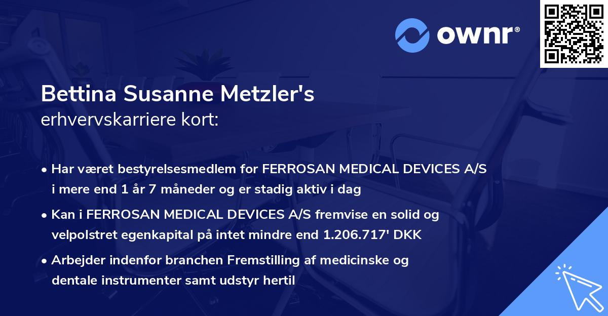 Bettina Susanne Metzler's erhvervskarriere kort