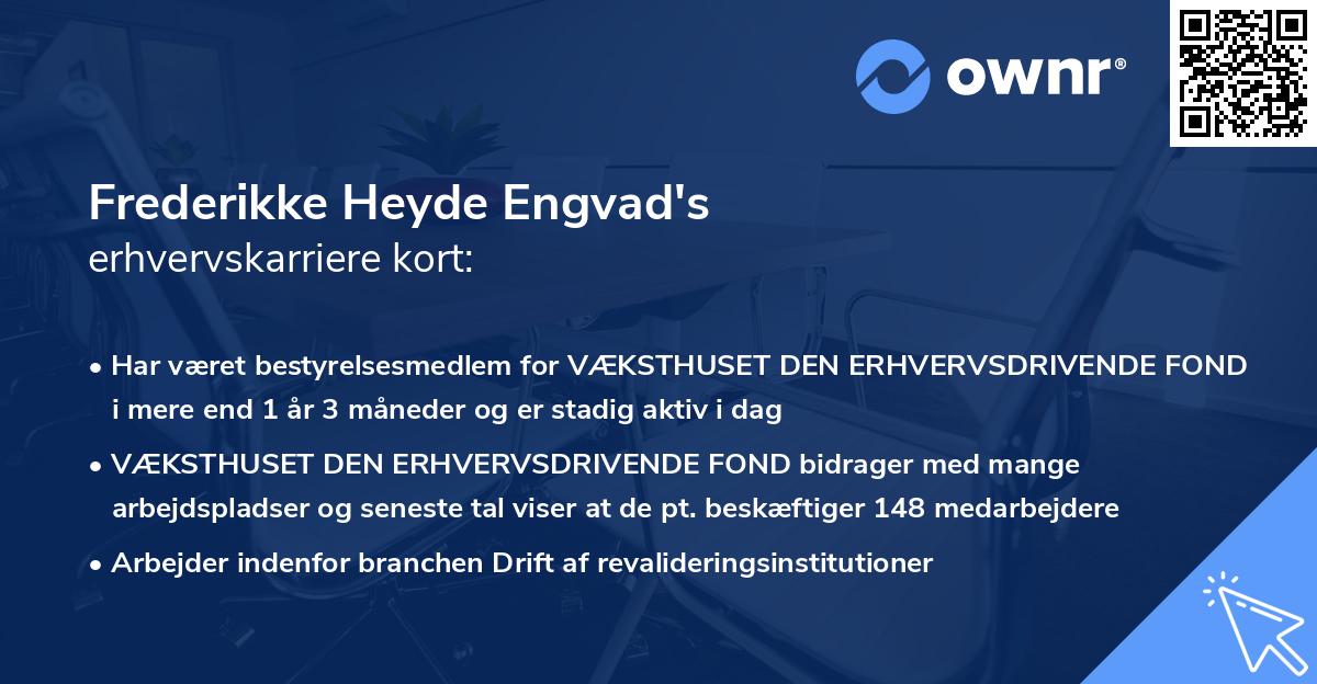 Frederikke Heyde Engvad's erhvervskarriere kort