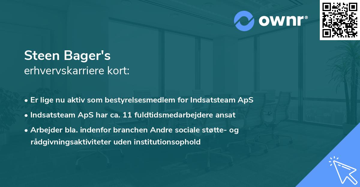 Steen Bager's erhvervskarriere kort