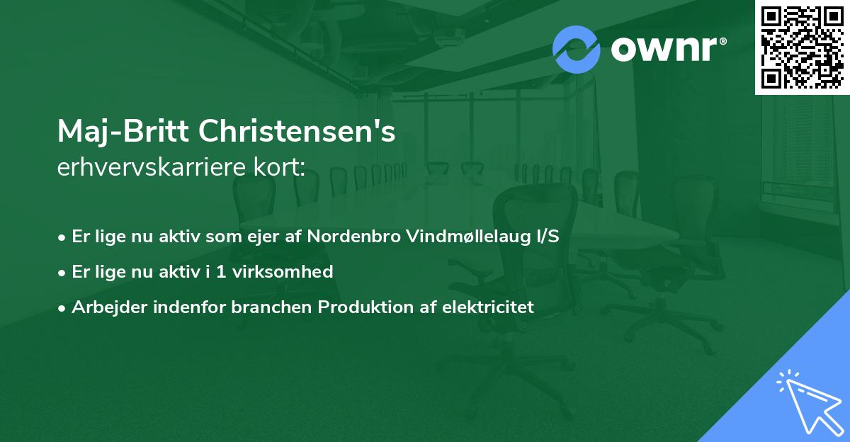 Maj-Britt Christensen's erhvervskarriere kort