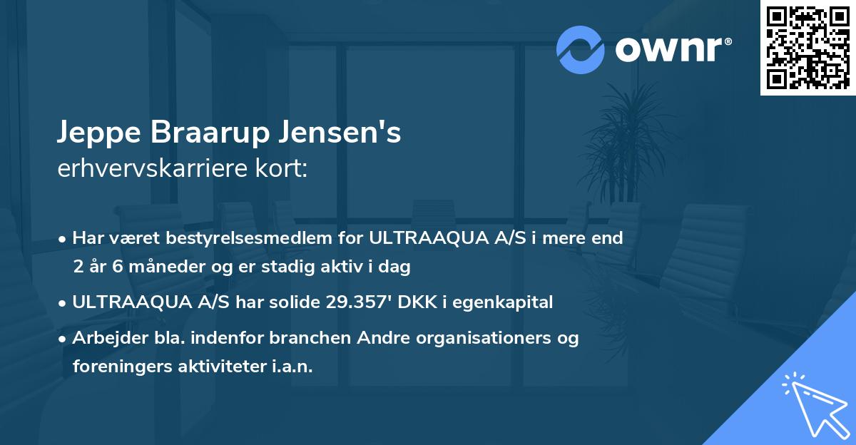 Jeppe Braarup Jensen's erhvervskarriere kort