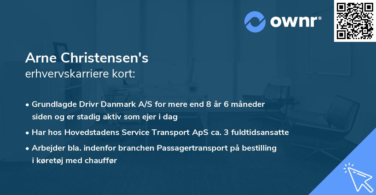 Arne Christensen's erhvervskarriere kort