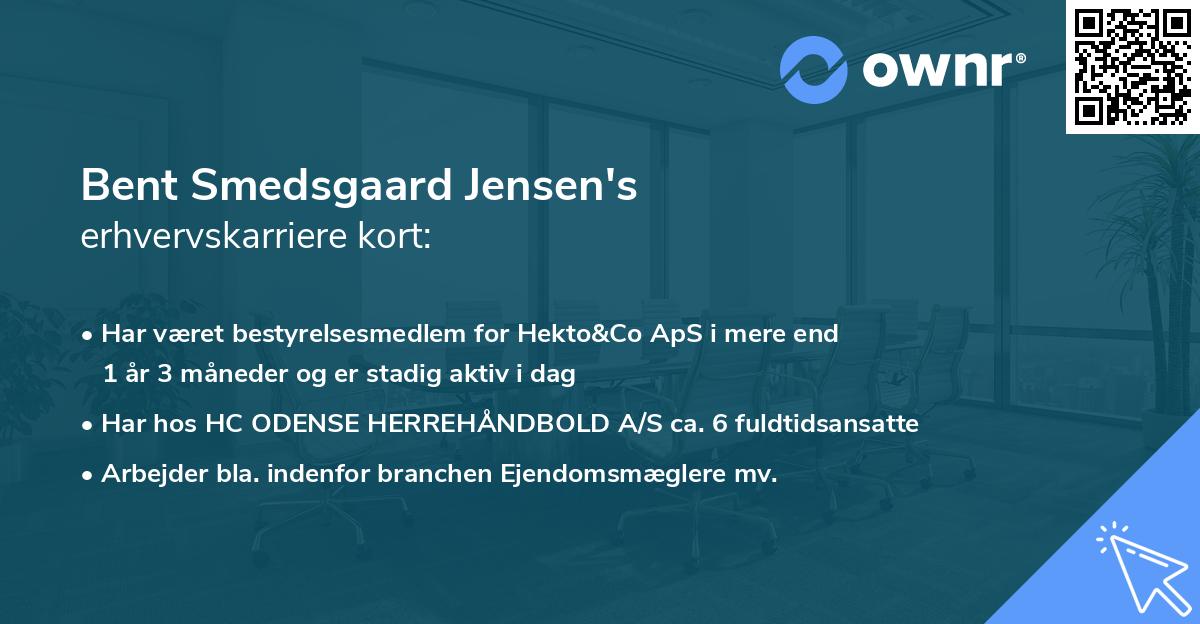 Bent Smedsgaard Jensen's erhvervskarriere kort