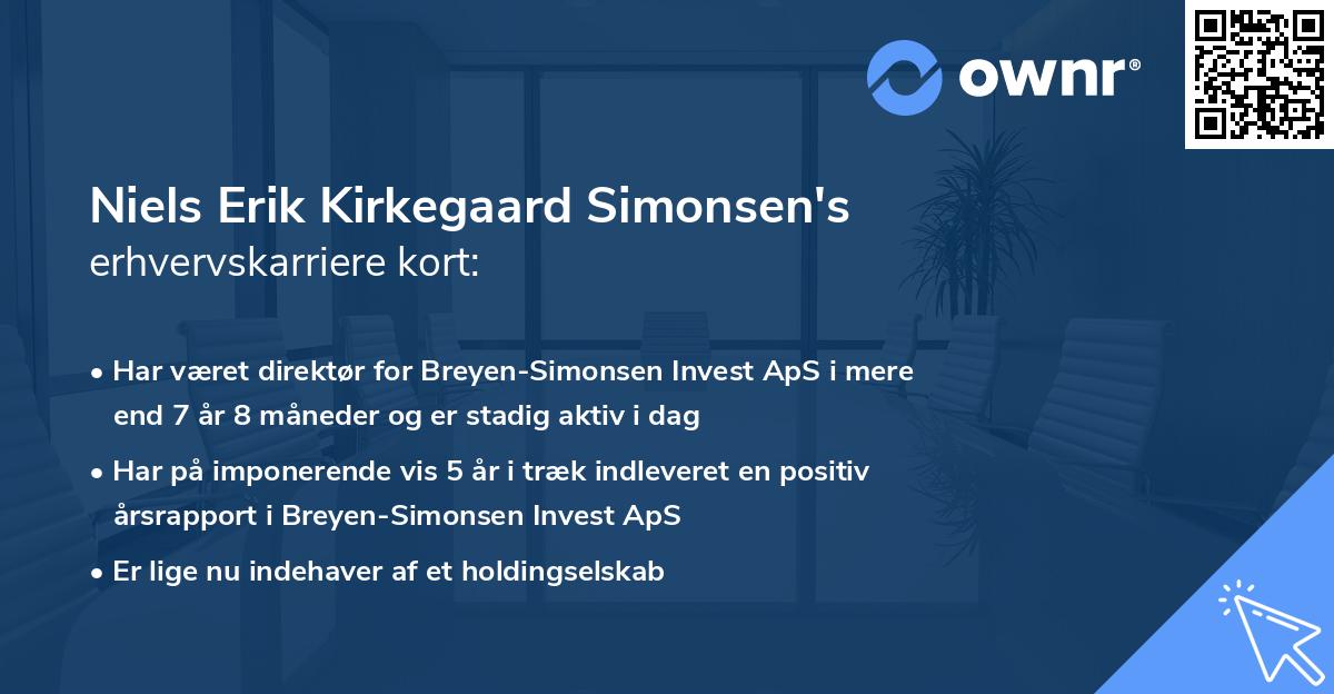 Niels Erik Kirkegaard Simonsen's erhvervskarriere kort