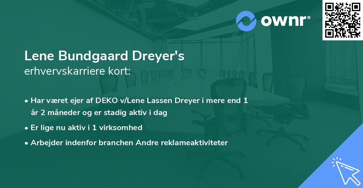 Lene Bundgaard Dreyer's erhvervskarriere kort