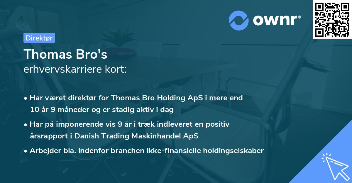 Thomas Bro's erhvervskarriere kort