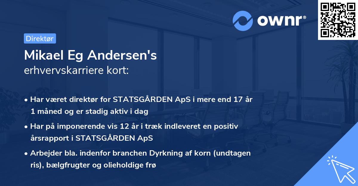 Mikael Eg Andersen's erhvervskarriere kort