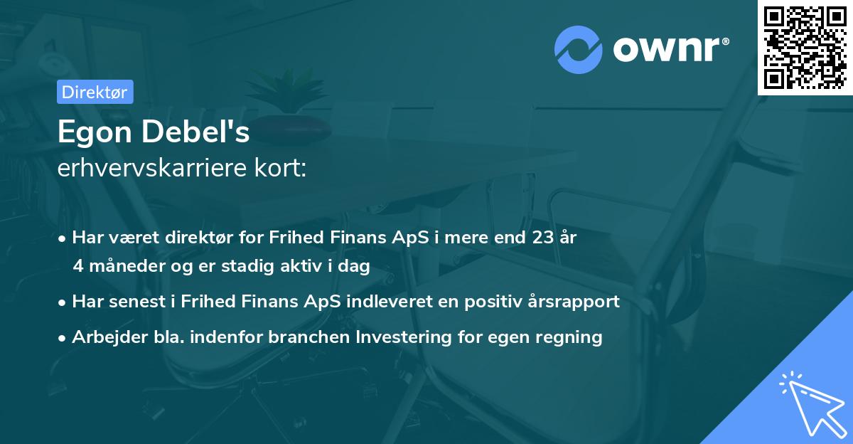 Egon Debel's erhvervskarriere kort