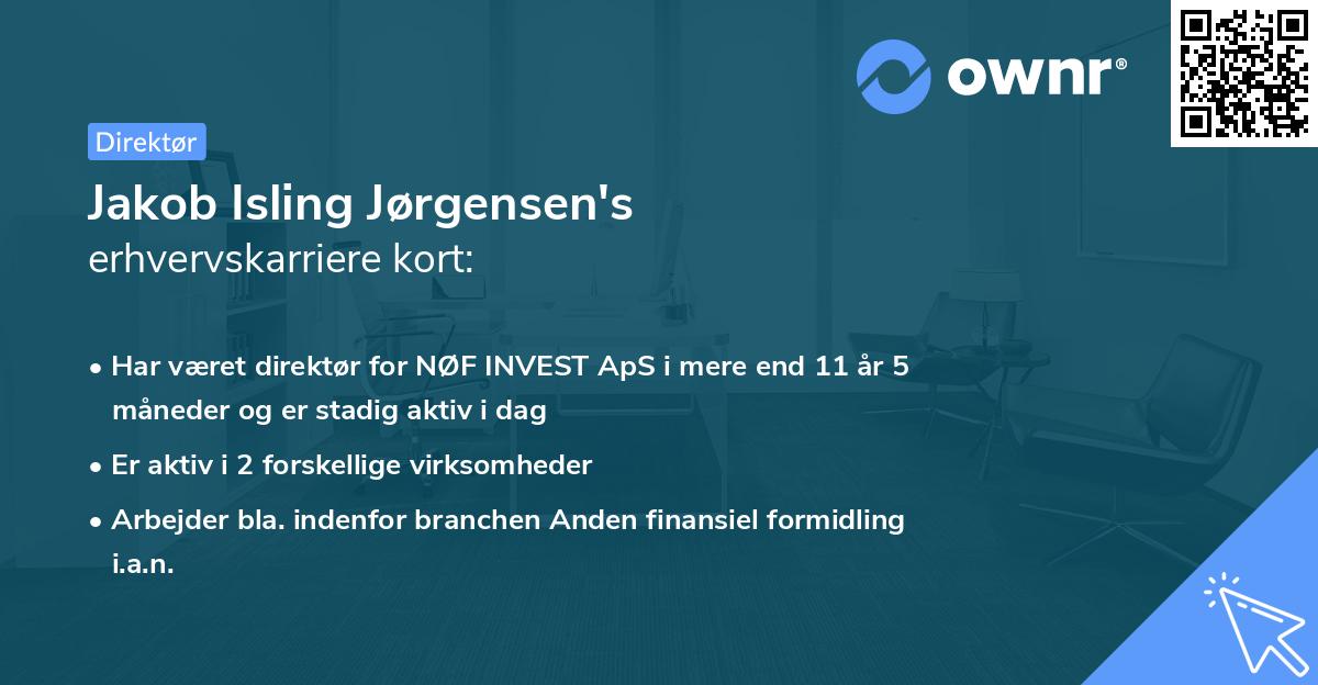 Jakob Isling Jørgensen's erhvervskarriere kort