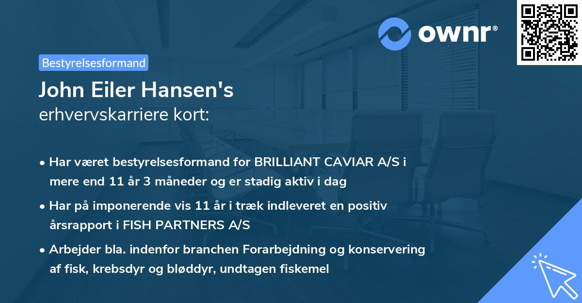 John Eiler Hansen's erhvervskarriere kort