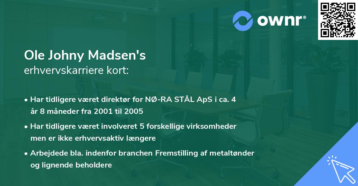 Ole Johny Madsen's erhvervskarriere kort