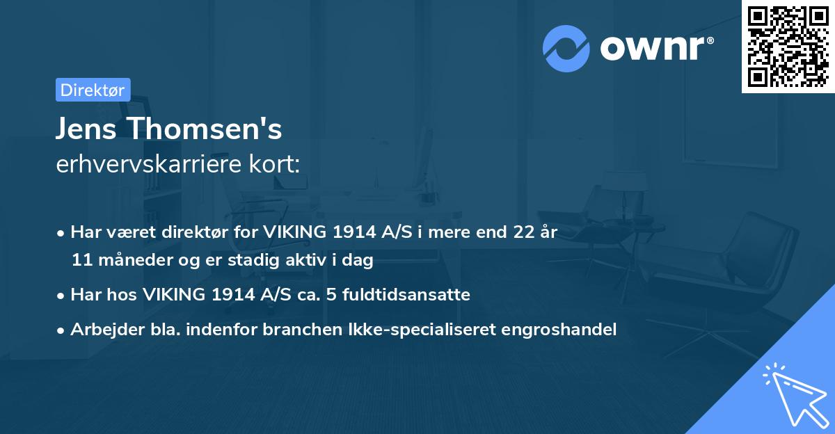 Jens Thomsen's erhvervskarriere kort