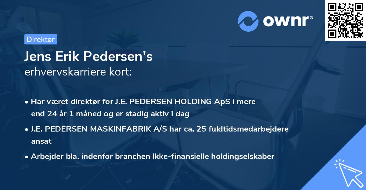 Jens Erik Pedersen's erhvervskarriere kort