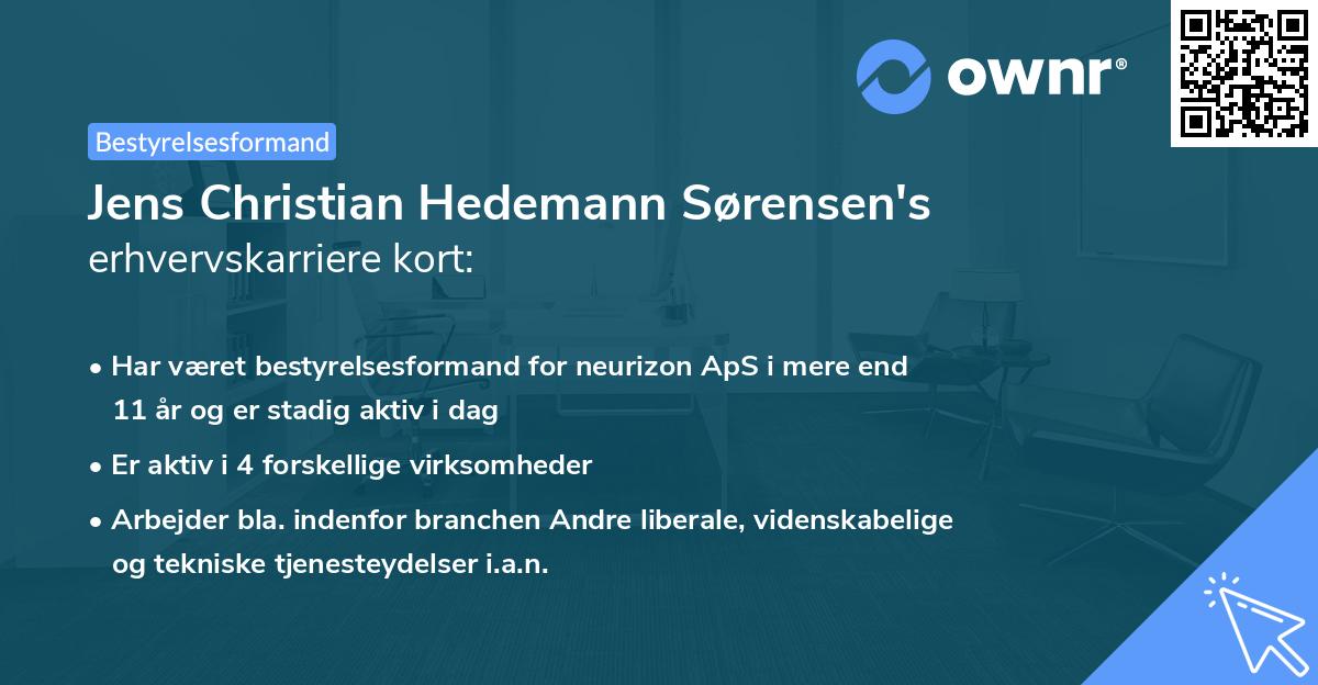Jens Christian Hedemann Sørensen's erhvervskarriere kort