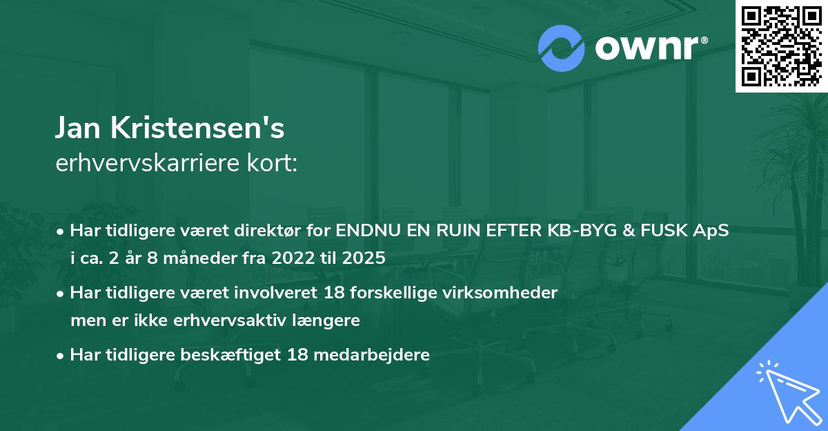 Jan Kristensen's erhvervskarriere kort