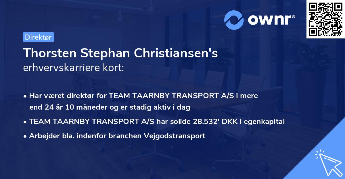 Thorsten Stephan Christiansen's erhvervskarriere kort