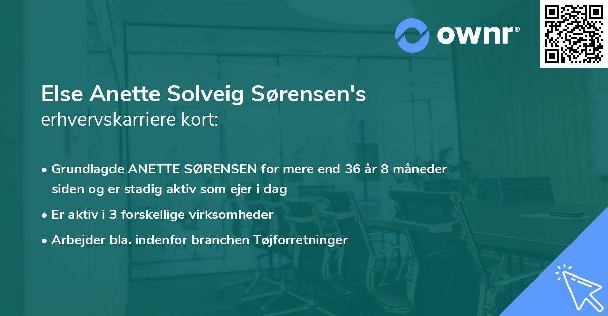 Else Anette Solveig Sørensen's erhvervskarriere kort