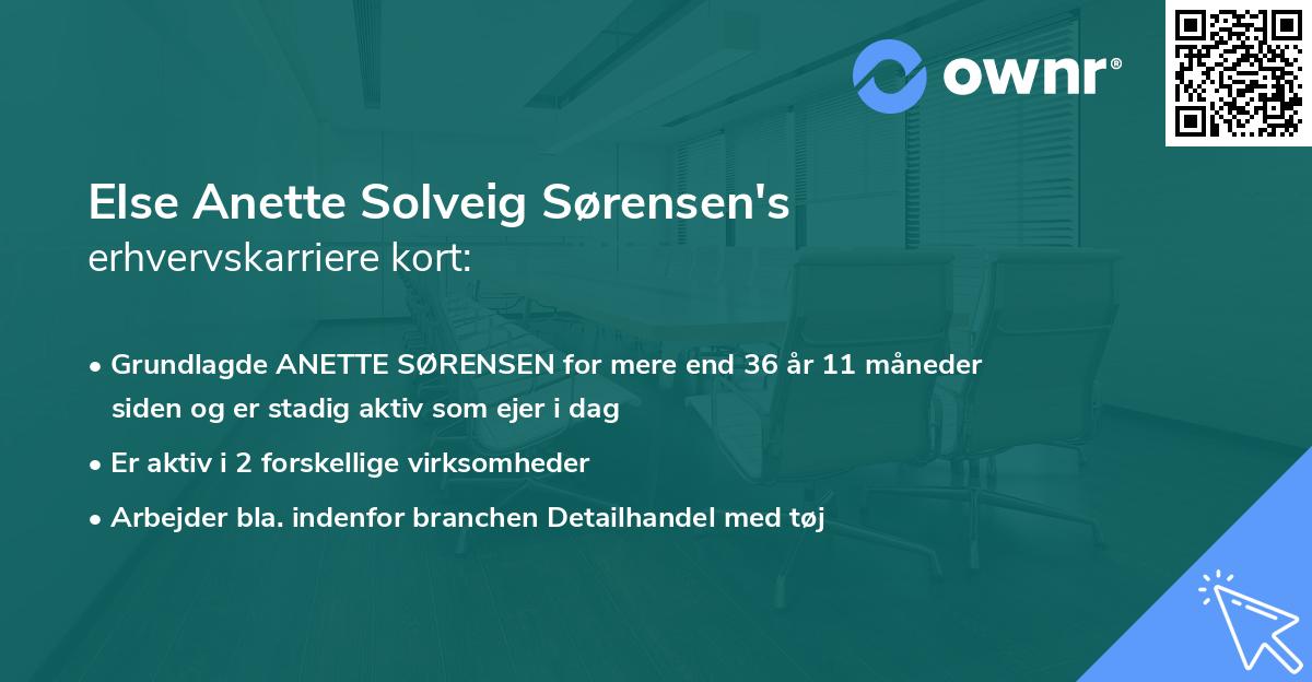 Else Anette Solveig Sørensen's erhvervskarriere kort