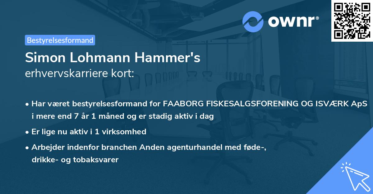 Simon Lohmann Hammer's erhvervskarriere kort