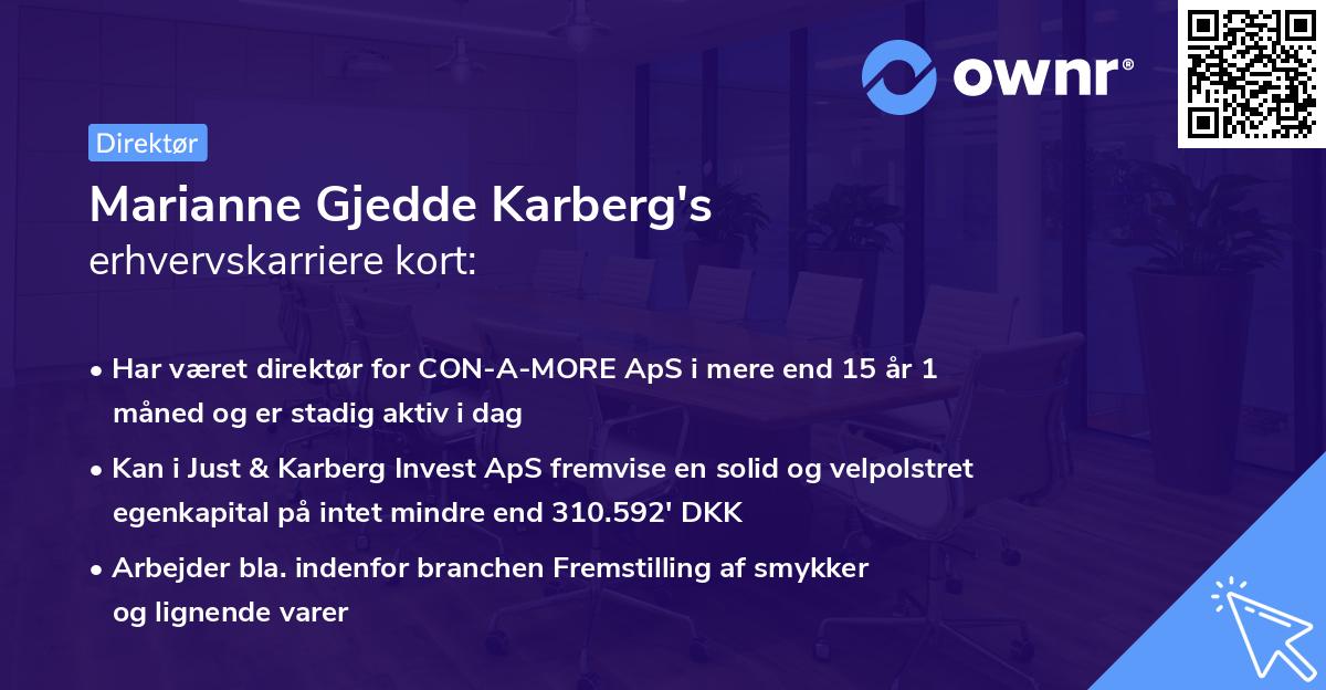 Marianne Gjedde Karberg's erhvervskarriere kort