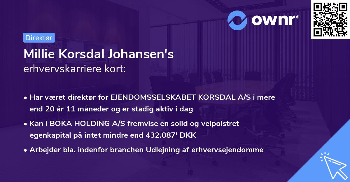 Millie Korsdal Johansen's erhvervskarriere kort