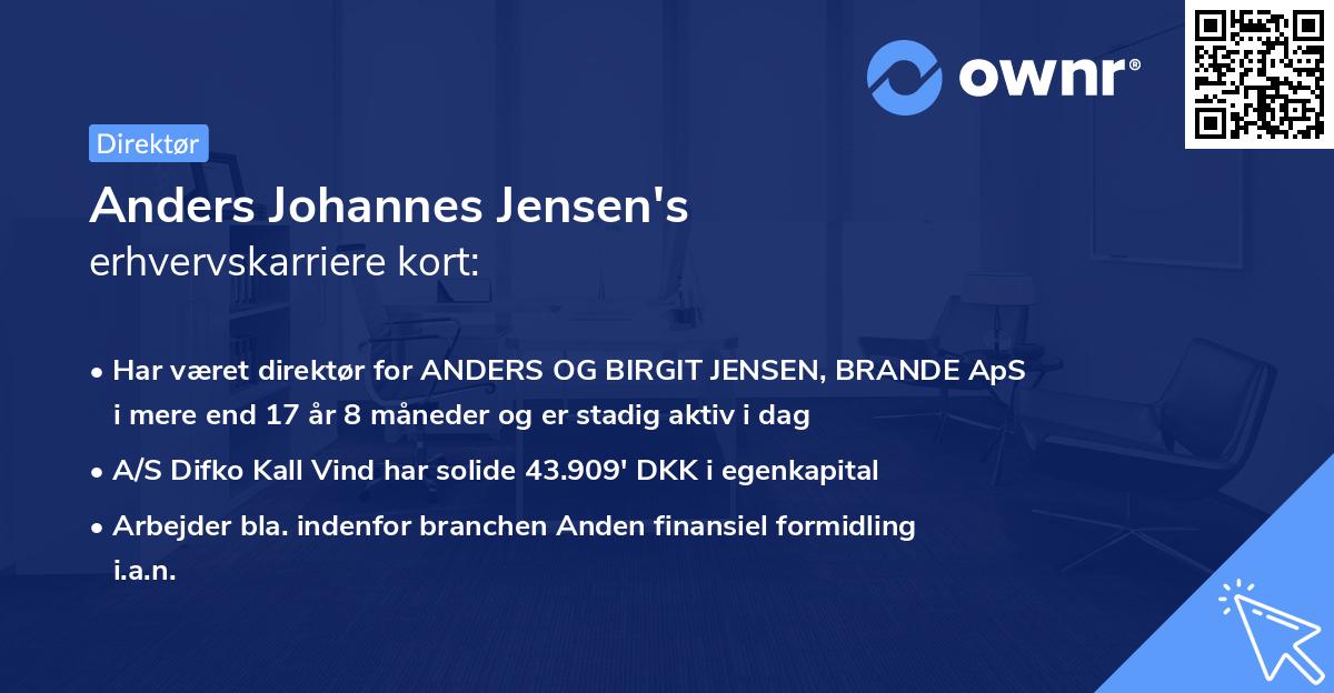 Anders Johannes Jensen's erhvervskarriere kort