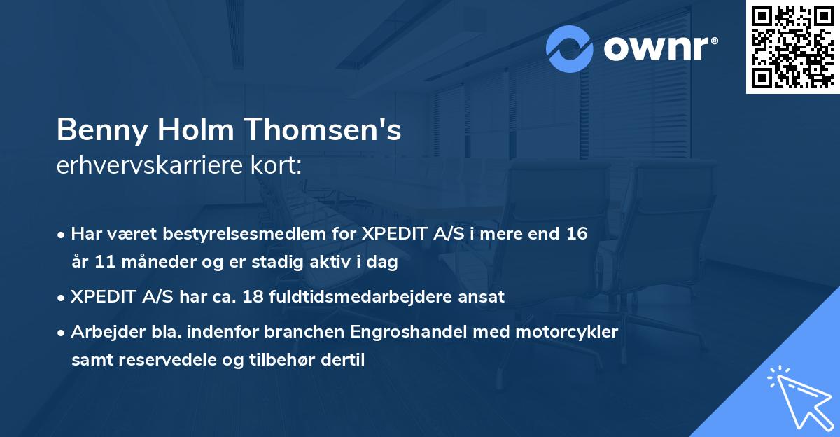 Benny Holm Thomsen's erhvervskarriere kort