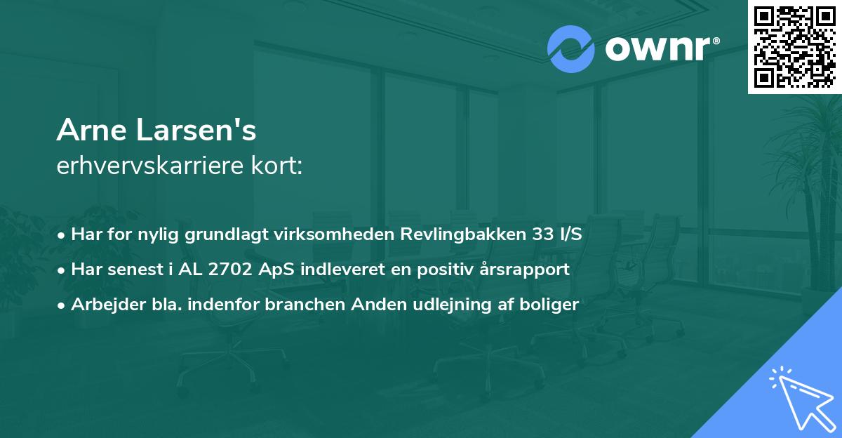 Arne Larsen's erhvervskarriere kort
