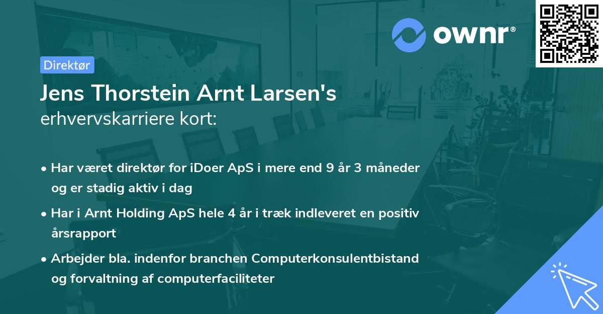 Jens Thorstein Arnt Larsen's erhvervskarriere kort