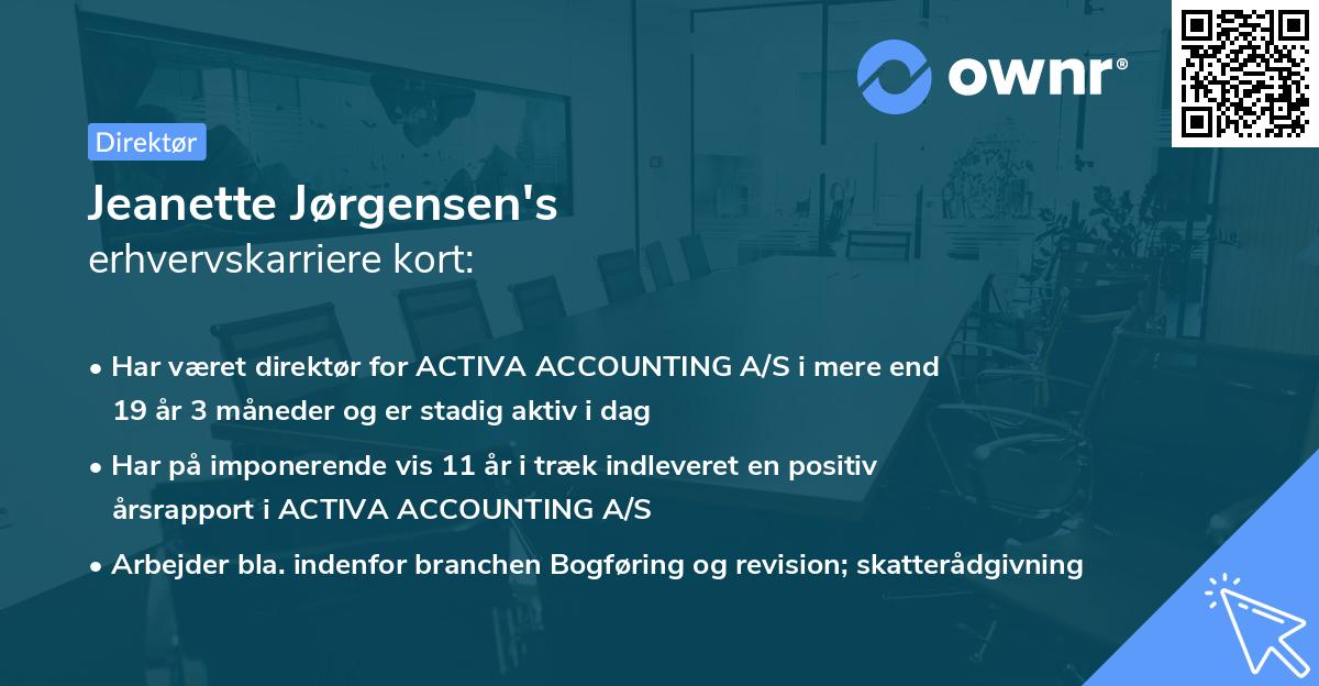Jeanette Jørgensen's erhvervskarriere kort