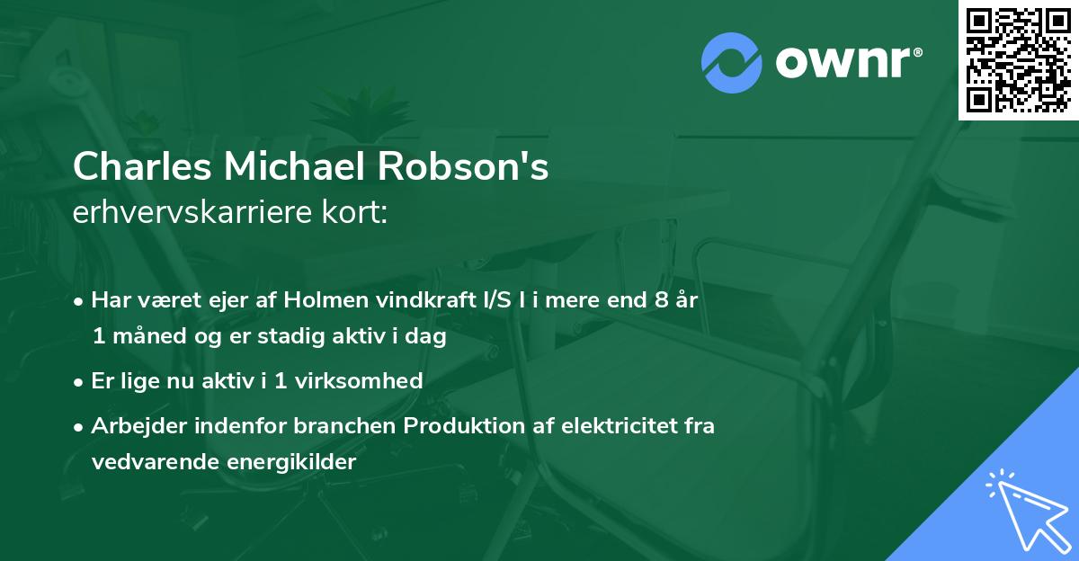 Charles Michael Robson's erhvervskarriere kort