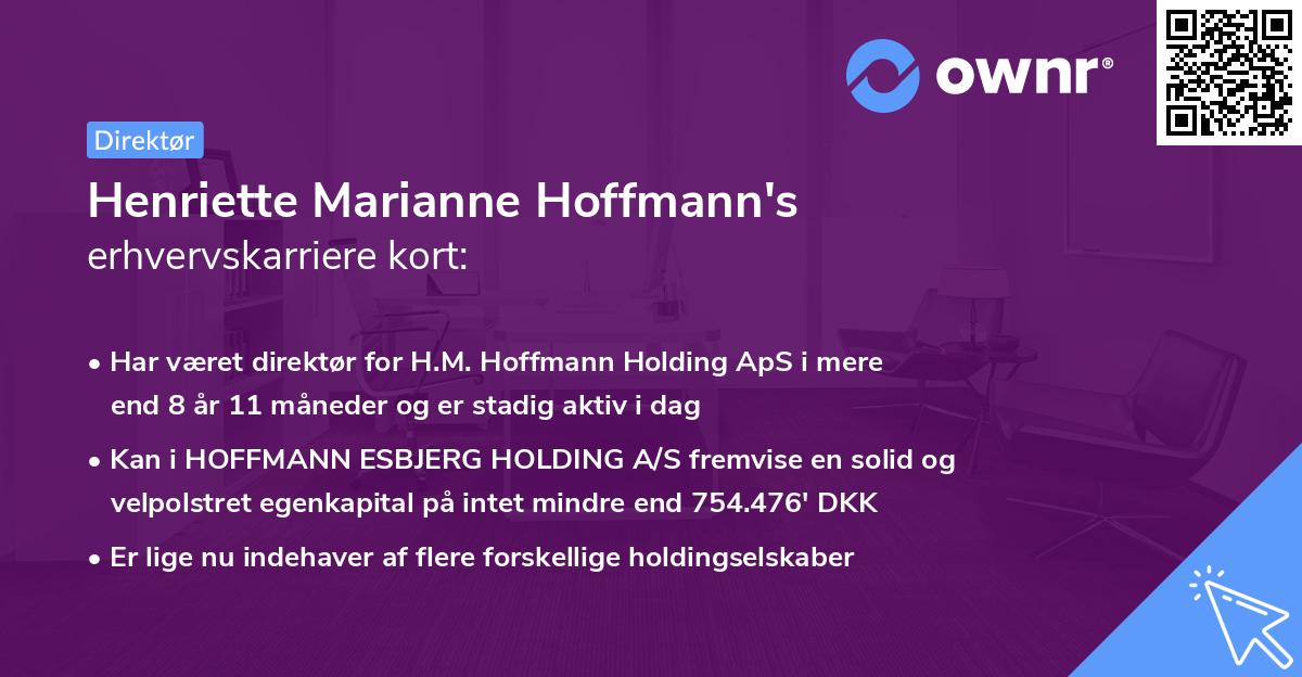 Henriette Marianne Hoffmann's erhvervskarriere kort