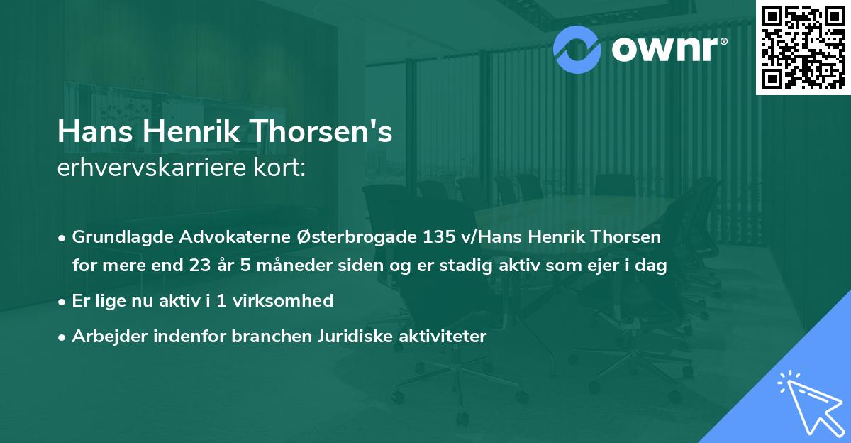 Hans Henrik Thorsen's erhvervskarriere kort